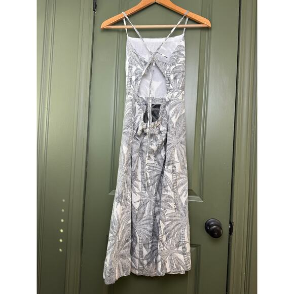 Marine Layer Lily Dress in Geo Palm Tropical Linen Print Black White Medium - Picture 6 of 9